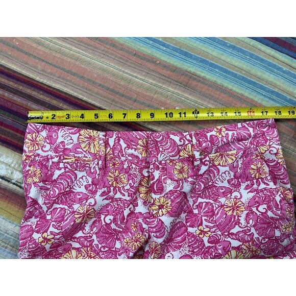 Lilly Pulitzer Womens Whitney Resort Pink Chum Bucket Roll Up Pants Size 10 - Picture 6 of 9